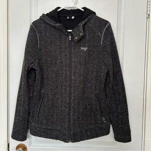 Orage Women's Outerwear Heather Black Gray Full Zip Up Fleece Knit Jacket Medium
